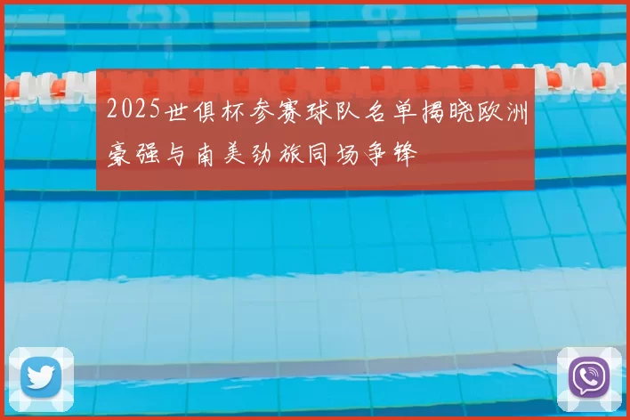 2025世俱杯参赛球队名单揭晓欧洲豪强与南美劲旅同场争锋